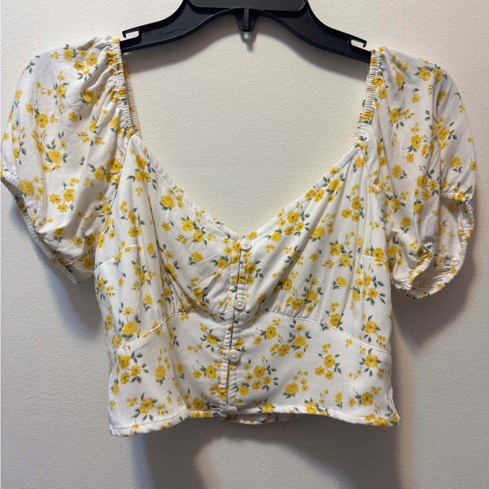 Floral Yellow Puff Sleeve Top